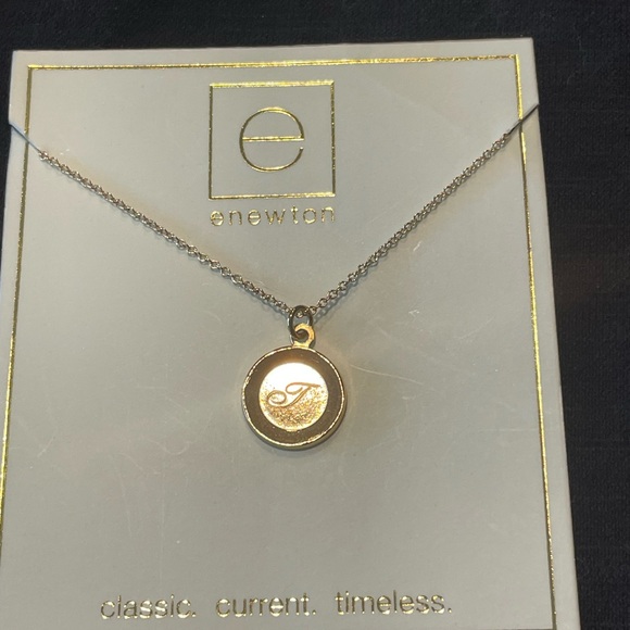 Initial cursive T Gold Necklace - enewton NWT - Picture 2 of 4